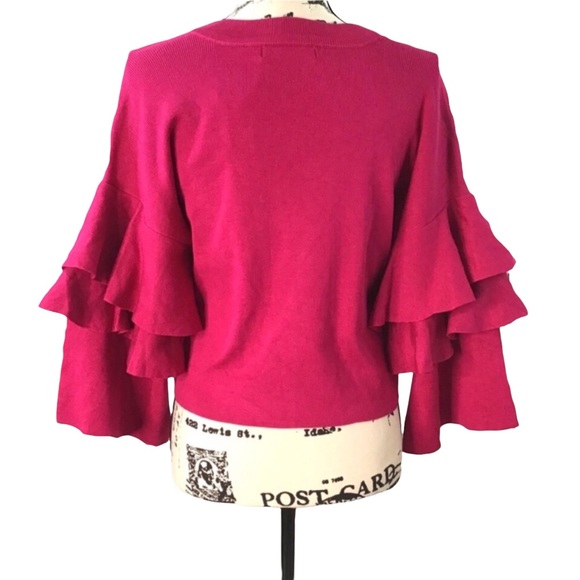 ELODIE | Ruffle Sleeve Pullover Sweater | M - Picture 3 of 10